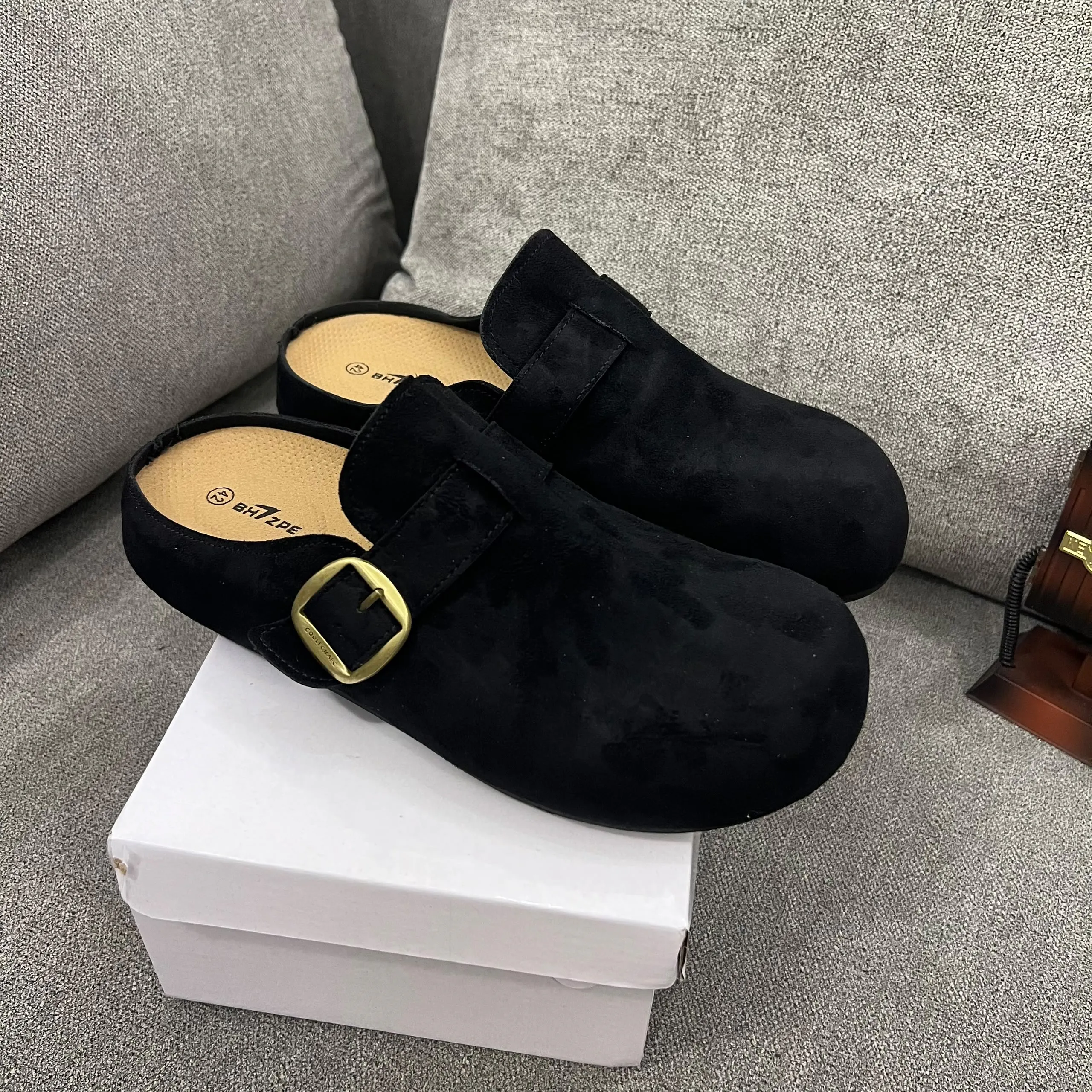 Birkenstock Boston Style Buckle Suede Mule Clog